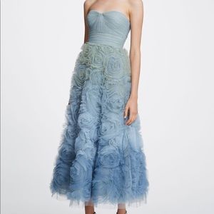 Marchesa Notte Strapless Ombré Tulle Tea-length